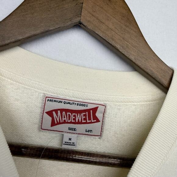 Madewell Sweatshirt Mens Medium Beige Cream Crewneck Mccarren Midweight Crew NEW - Picture 3 of 10